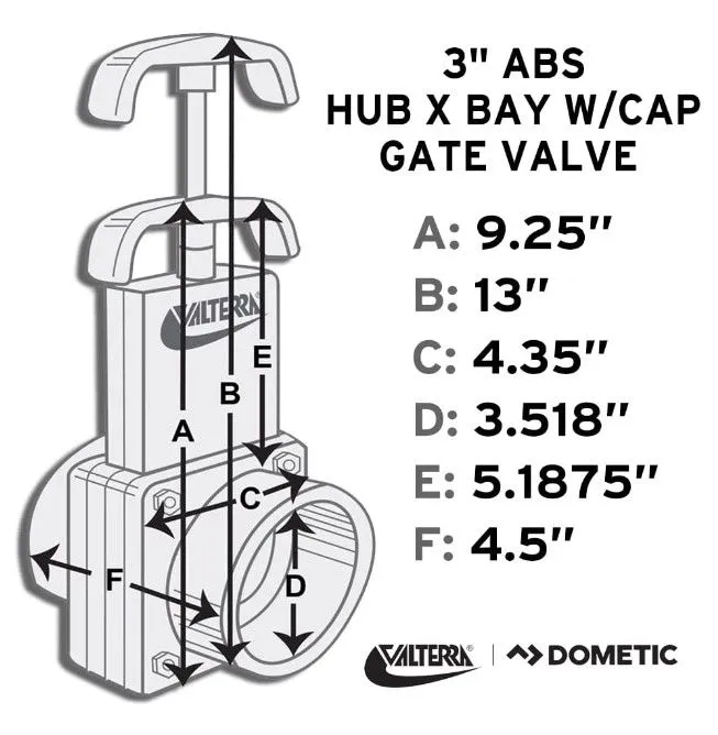 Waste Valve 3in Hub x 3in Bay
